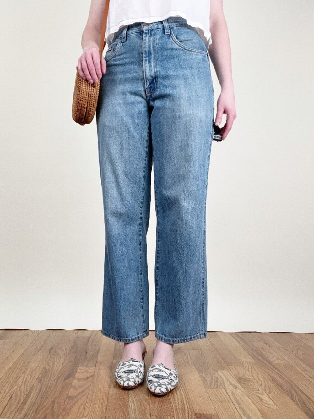 Vintage Y2K 90s Carpenter Jeans Denim High Rise Full Length Straight Wide Leg